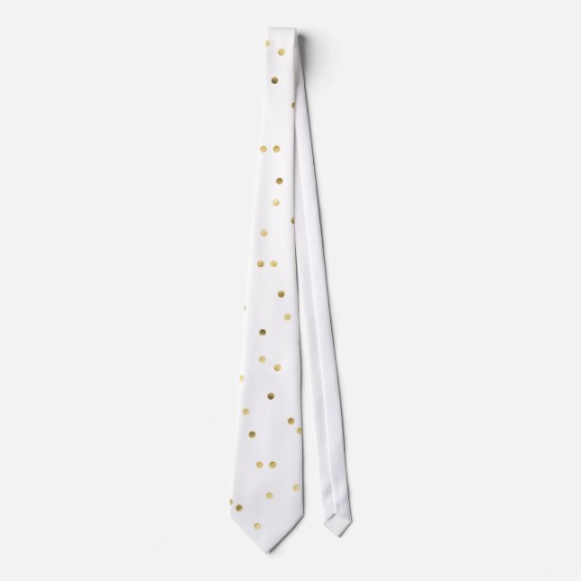 Gold Glitzer Confetti Dot Polka Nail Muster Krawat Krawatte (Vorderseite)
