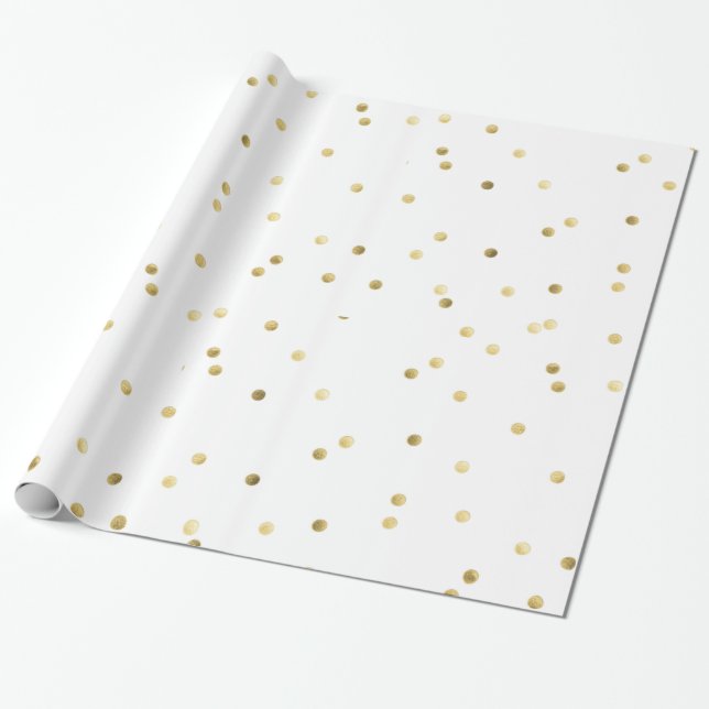 Gold Glitzer Confetti Dot Polka Wrapping Paper Geschenkpapier (Ungerollt)