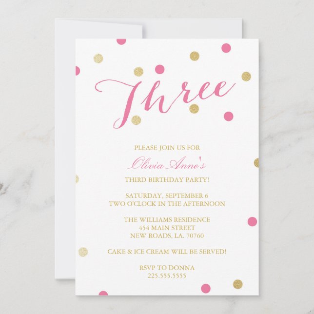 Gold Glitzer Confetti Geburtstag Einladungen (Vorderseite)