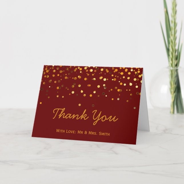 Gold Glitzer Confetti Glitzern Brown Vielen Dank Dankeskarte (Vorderseite)