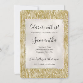 Gold Glitzer Confetti Glitzy Zebra Print Einladung