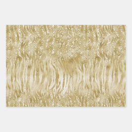 Gold Glitzer Confetti Glitzy Zebra Print Geschenkpapier Set