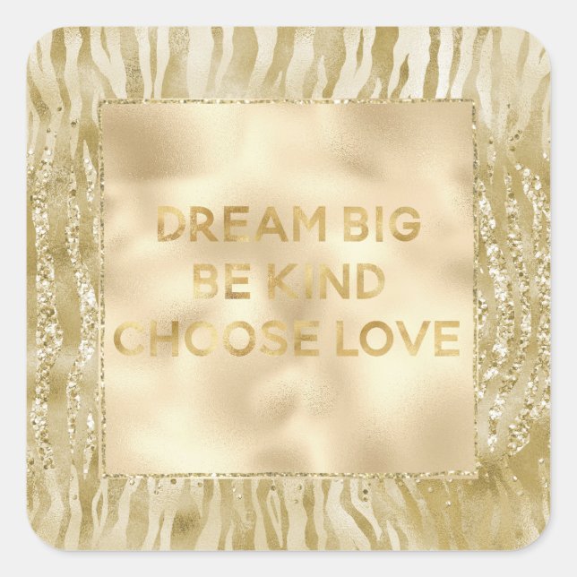 Gold Glitzer Confetti Glitzy Zebra Traum Quadratischer Aufkleber (Vorderseite)