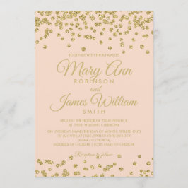 Gold Glitzer Confetti Hochzeitsreise mit dem Rose Einladung