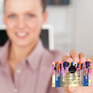 Gold Glitzer Confetti Holograph Tropfen Frame Visitenkarte