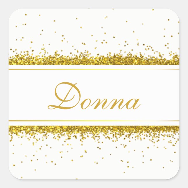 Gold Glitzer Confetti Name - Aufkleber auf dem Pla (Vorderseite)