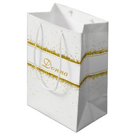 Gold Glitzer Confetti Name - Mittlere Geschenktasc Mittlere Geschenktüte
