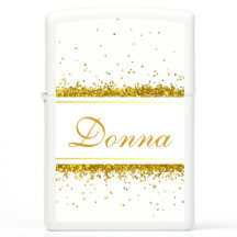 Gold Glitzer Confetti Name - Zippo Lighter