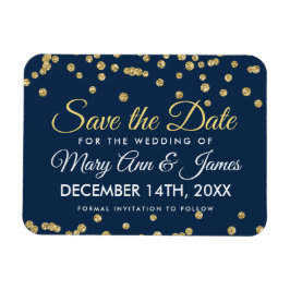 Gold Glitzer Confetti Navy Hochzeit speichern das  Magnet