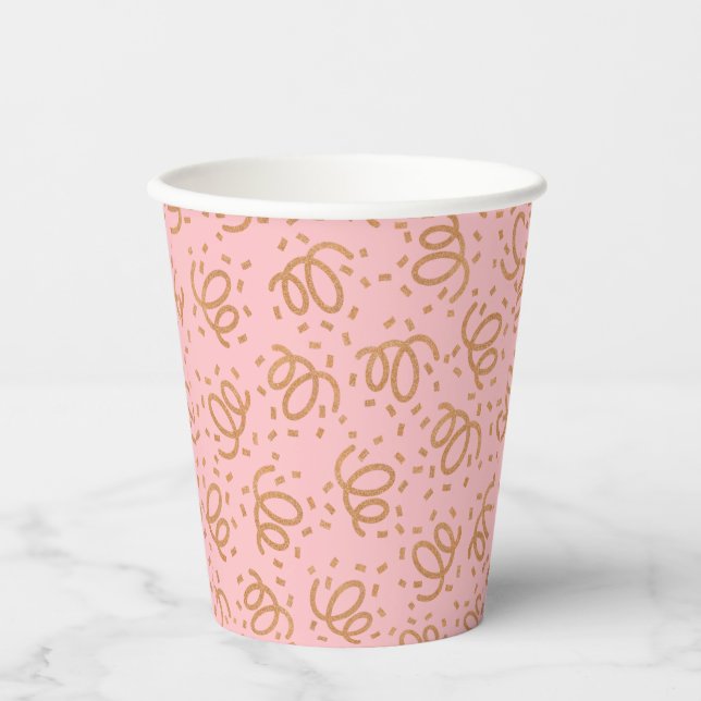 Gold Glitzer Confetti Paper Cups Pappbecher (Vorderseite)