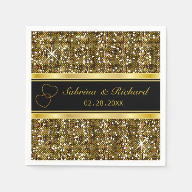 Gold Glitzer Confetti Print | Personalisiere Serviette (Vorderseite)