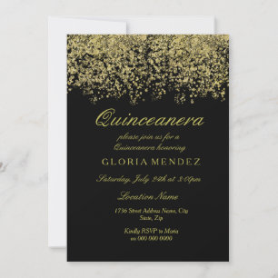 Gold Glitzer Confetti Quinceanera Einladung