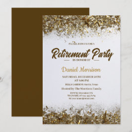 Gold Glitzer Confetti Retirement Party 2024 Einladung