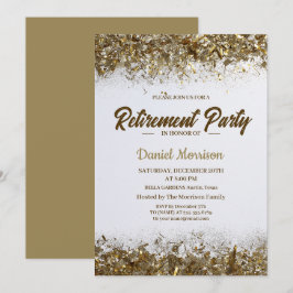 Gold Glitzer Confetti Retirement Party 2024 Einladung