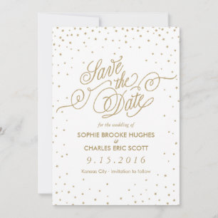 Gold Glitzer Confetti Stars Save the Date Extravag