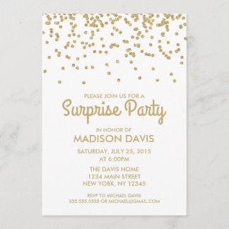 Gold Glitzer Confetti Überraschung Geburtstagspart Einladung