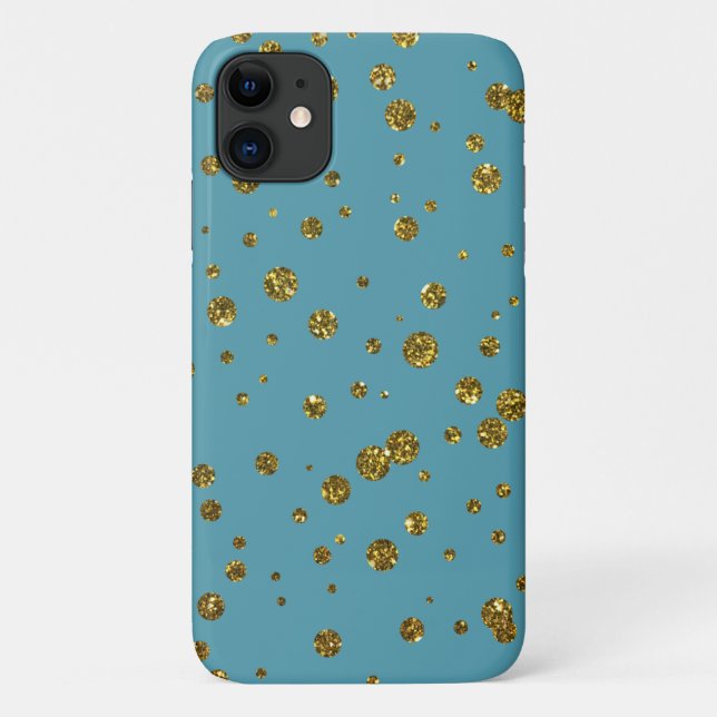 Gold Glitzer Confetti und Turquoise Phone Case (Rückseite)