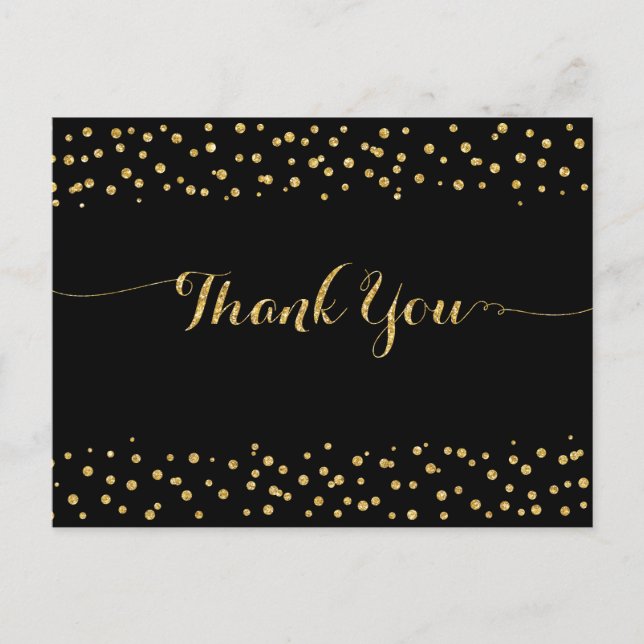 Gold Glitzer Confetti Vielen Dank Postkarte (Vorderseite)