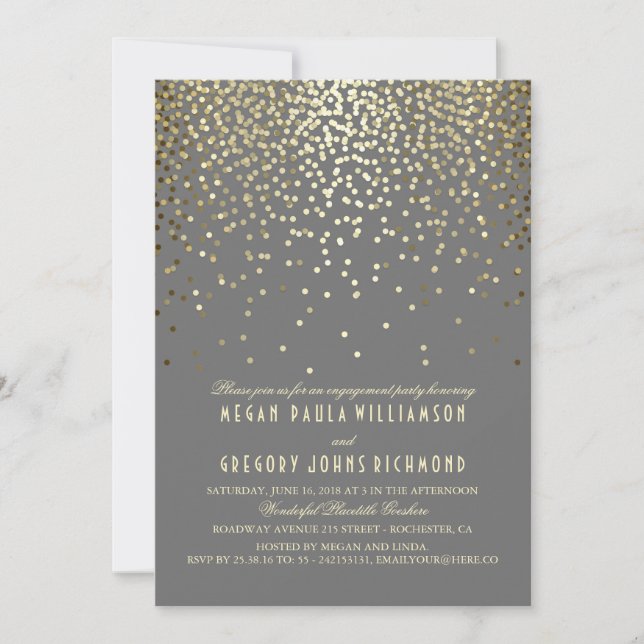 Gold Glitzer Confetti Vintage Partnerin Einladung (Vorderseite)