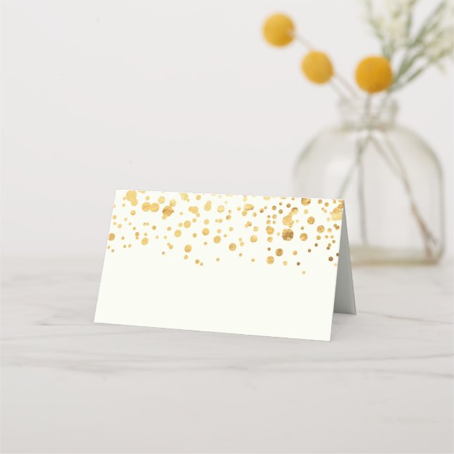 Gold Glitzer Confetti Wedding Platzkarte (Vorderseite)