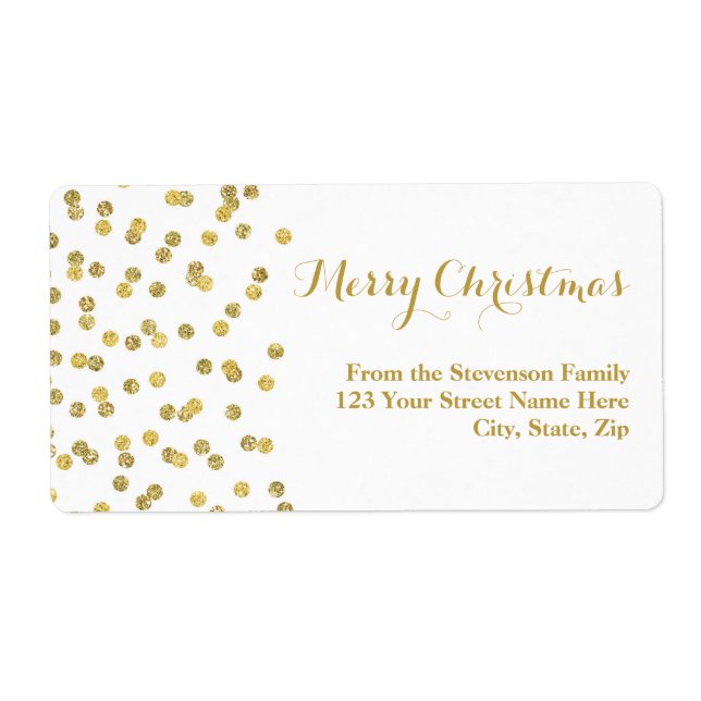 Gold Glitzer Confetti Weihnachtsanschrift (Vorne)