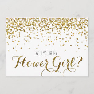Gold Glitzer Confetti Werden Sie mein Blumenmädche Einladung