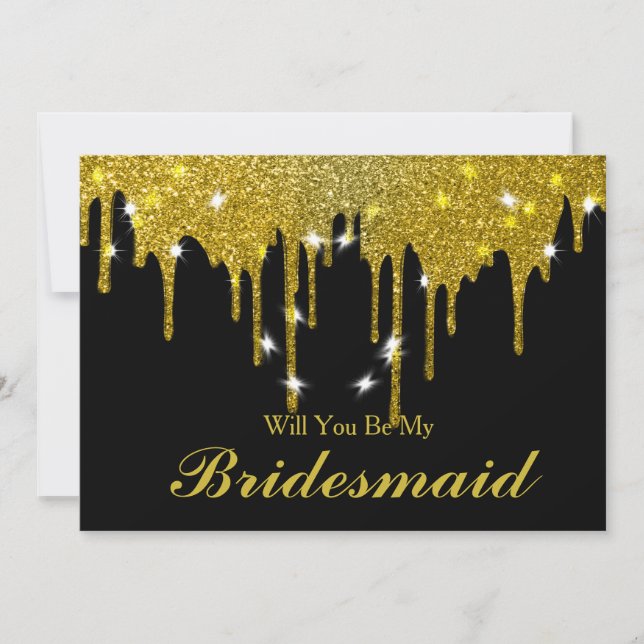 Gold Glitzer Confetti Werden Sie meine Bridesmaid Einladung (Vorderseite)