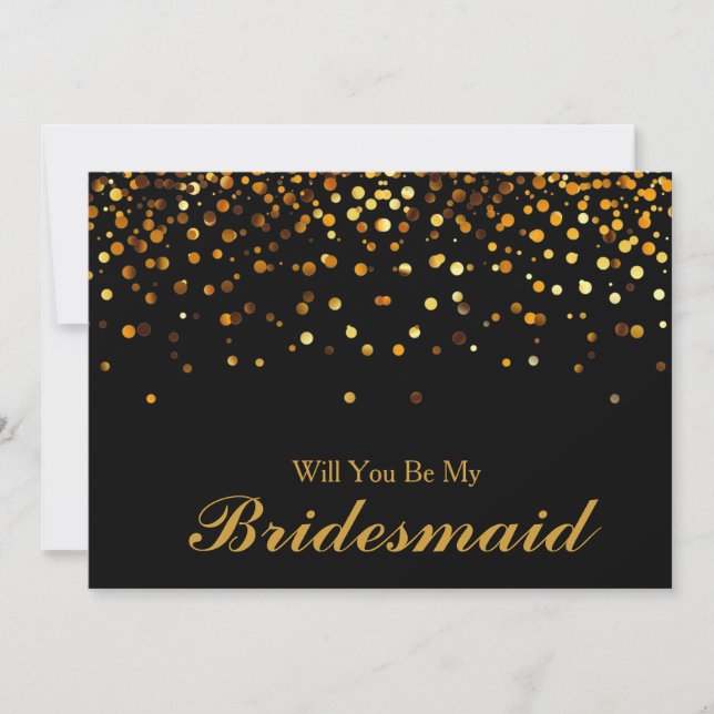 Gold Glitzer Confetti Werden Sie meine Bridesmaid Einladung (Vorderseite)