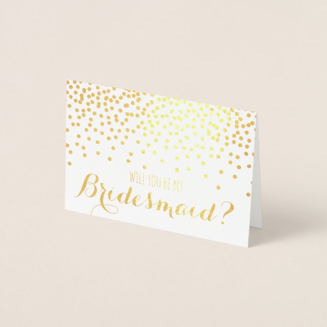 Gold Glitzer Confetti Werden Sie meine Bridesmaid Folienkarte (Vorderseite)