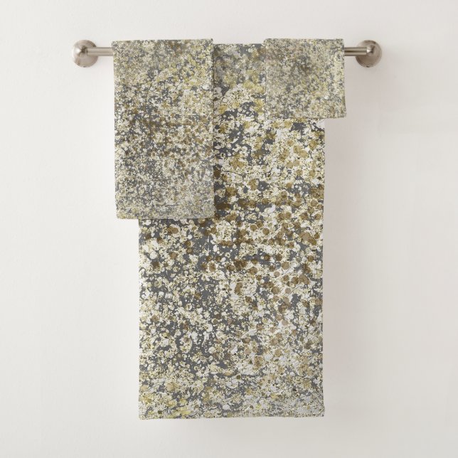 Gold Glitzer Crackle Modern Chic Glam Sparkle Badhandtuch Set (Insitu)