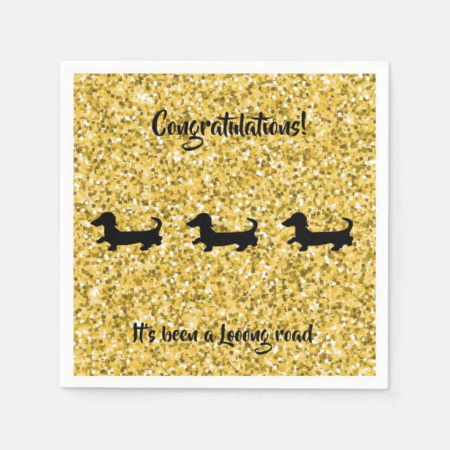 Gold Glitzer Dackel Paper Napkins Serviette (Vorderseite)