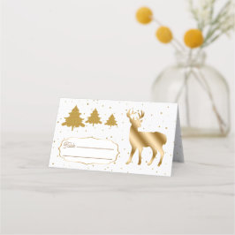 Gold Glitzer Deer & Glitzer Bäume Platzkarte
