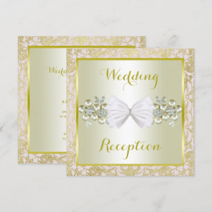 Gold Glitzer, Diamond Gem & Bow Hochzeitsempfang Einladung