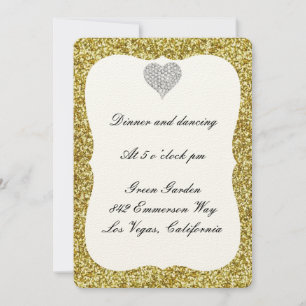 Gold Glitzer Diamond Heart Empfang Card Einladung