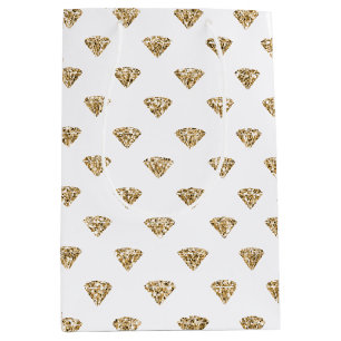 Gold Glitzer Diamonds Mittlere Geschenktüte