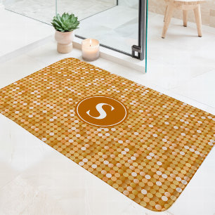 Gold Glitzer Disco Ball Monogram Badematte