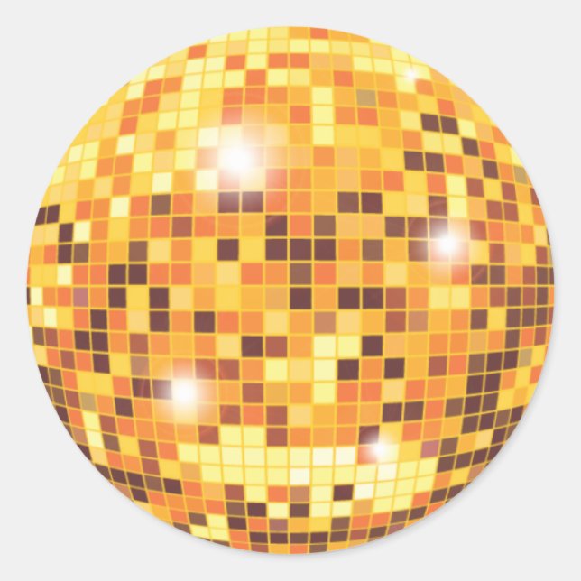 Gold Glitzer Disco Ball Round Sticker (Vorderseite)