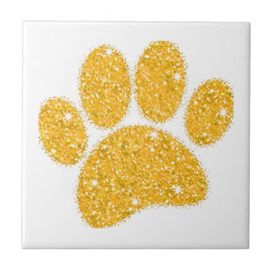 Gold Glitzer Dog Pawprint Fliese