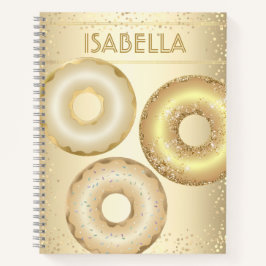 Gold Glitzer Donuts Name modernen Glattleder gürte Notizbuch