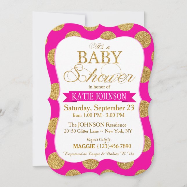 Gold Glitzer Dots Baby Shower Einladungskarte (Vorderseite)