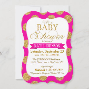 Gold Glitzer Dots Baby Shower Einladungskarte
