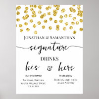 Gold Glitzer Dots Signature Drinks Hochzeit