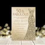Gold Glitzer Dress Womans 50. Geburtstagsparty Einladung<br><div class="desc">Gold Glitzer Dress Womans 50. Geburtstagsparty 50 und fabelhafte Variationen der Einladung und passende Artikel in unserem Shop</div>