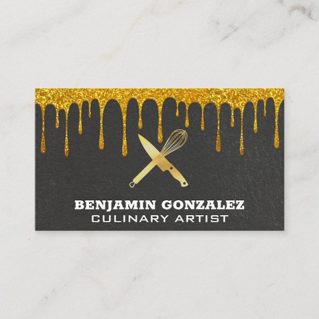 Gold-Glitzer-Drilling | Golden Whisky Knife Visitenkarte (Vorderseite)