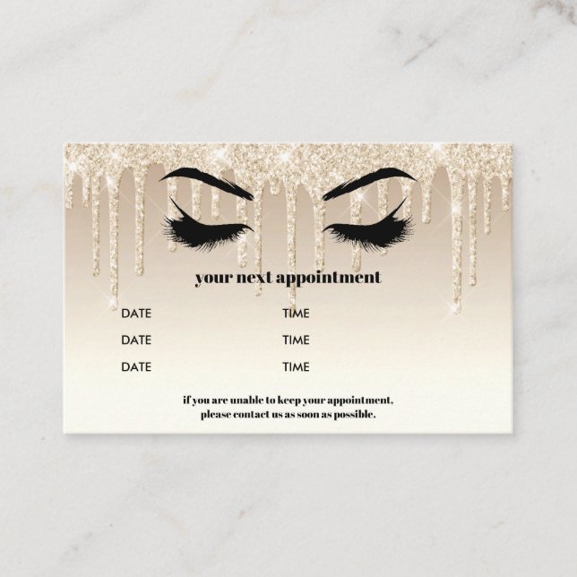 Gold Glitzer Drippings Browbar Eyelash Luxury Visitenkarte (Vorderseite)