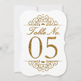 Gold Glitzer Effect Wedding Tischnummer Card (05)