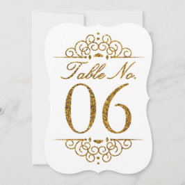 Gold Glitzer Effect Wedding Tischnummer Card (06)