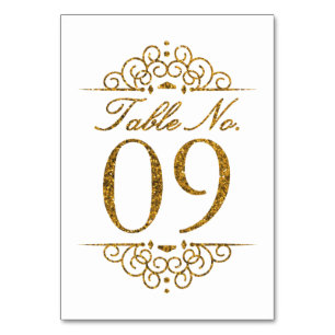 Gold Glitzer Effect Wedding Tischnummer Card (09)