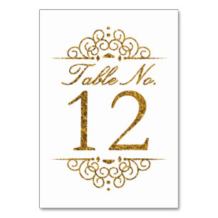 Gold Glitzer Effect Wedding Tischnummer Card (12)