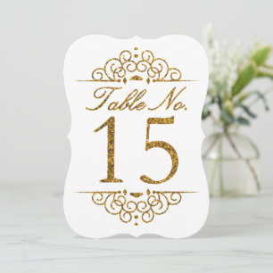 Gold Glitzer Effect Wedding Tischnummer Card (15)